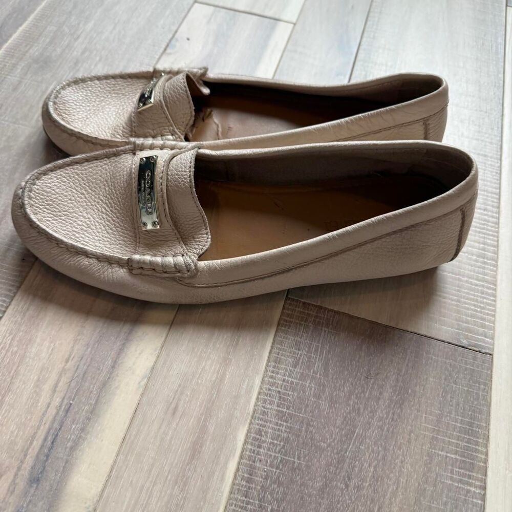 Coach Women's Cream and Tan Loafers - Picture 2 of 7